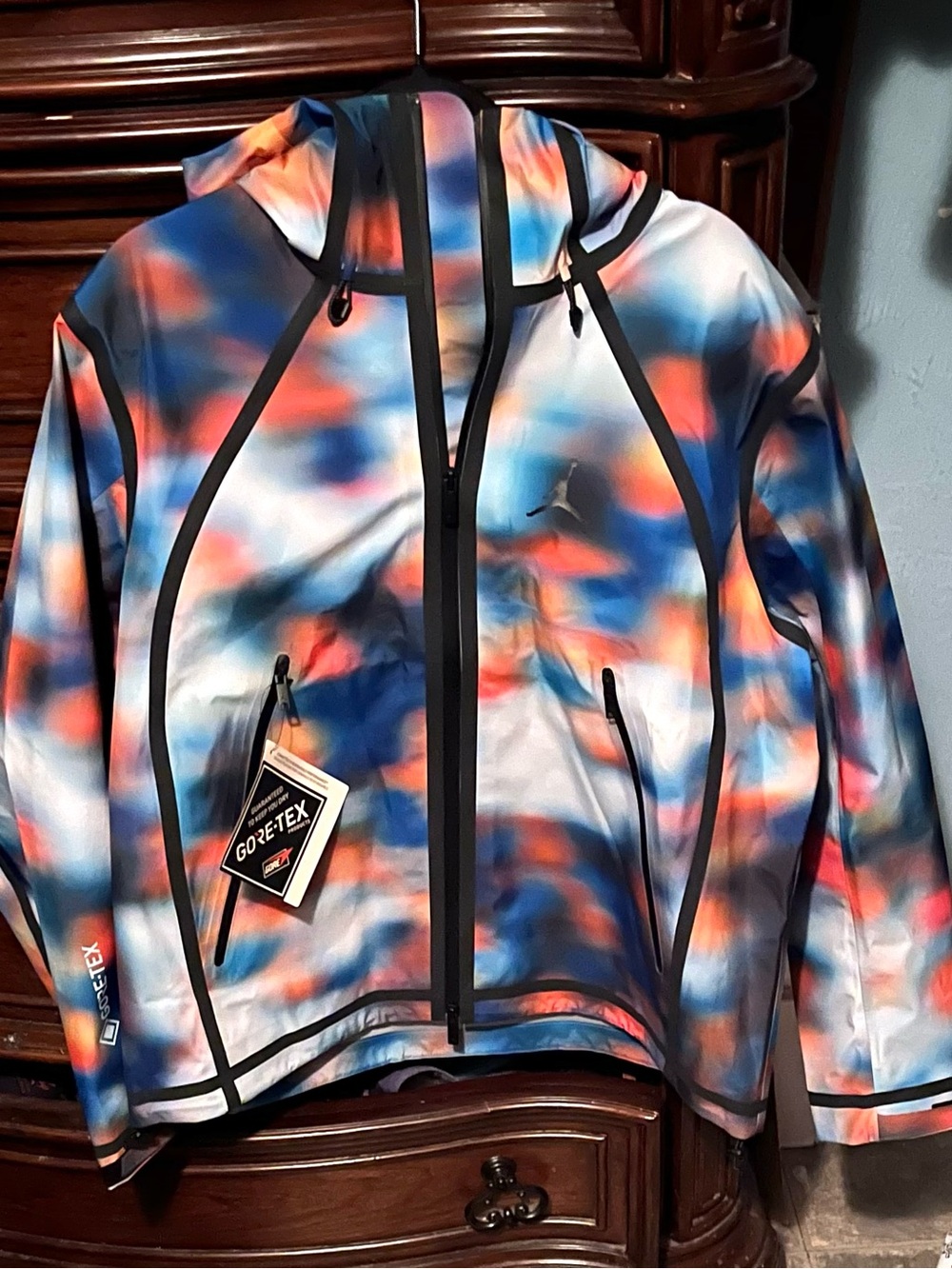 Mens Medium Mulitcolor Nike Jordan Waterproof Gortex Hooded Rain Jacket